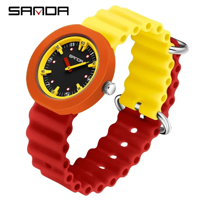 Ceas Copii Sanda 9108 Rosu-Galben – Design Fashion, Analog, Rezistent la Apă 3ATM [4]