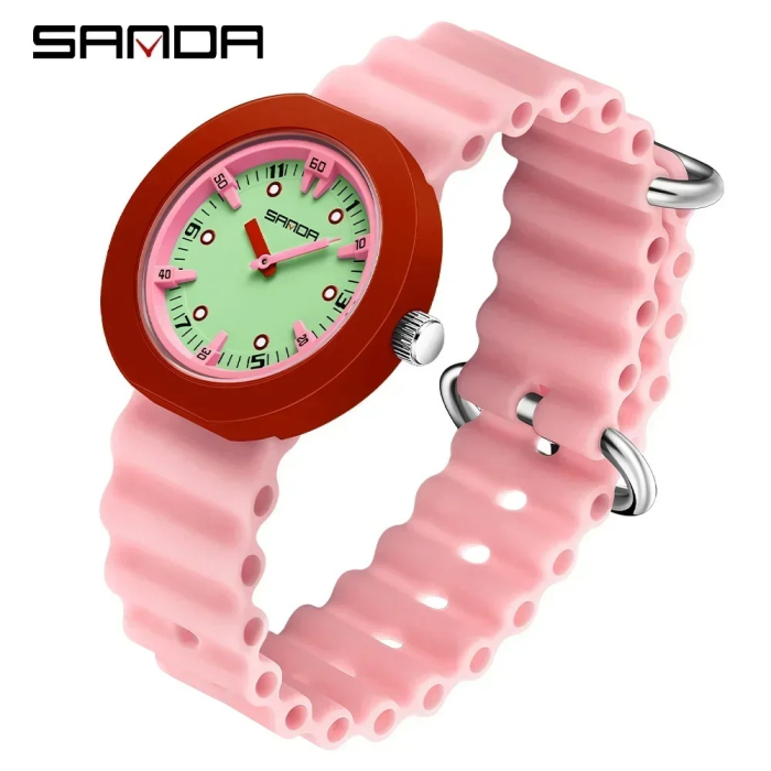 Ceas Copii Sanda 9108 Roz – Design Fashion, Analog, Rezistent la Apă 3ATM [2]