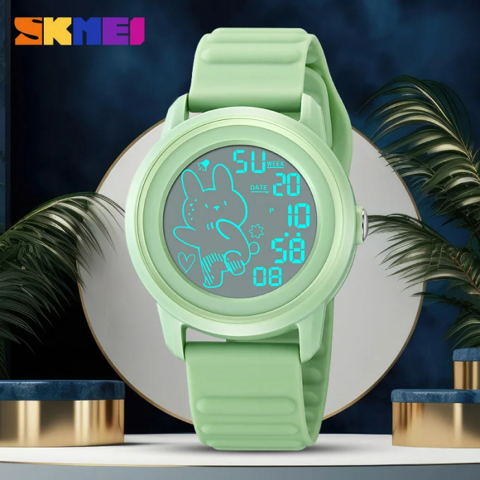 Ceas copii Skmei Sport Casual Digital Baieti Fete Lumina de fundal Verde [2]