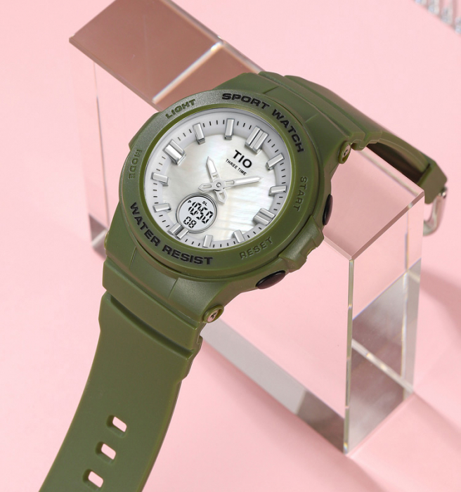 Ceas copii TIO 2076 Digital Quartz Analog Silicon Army Verde [2]