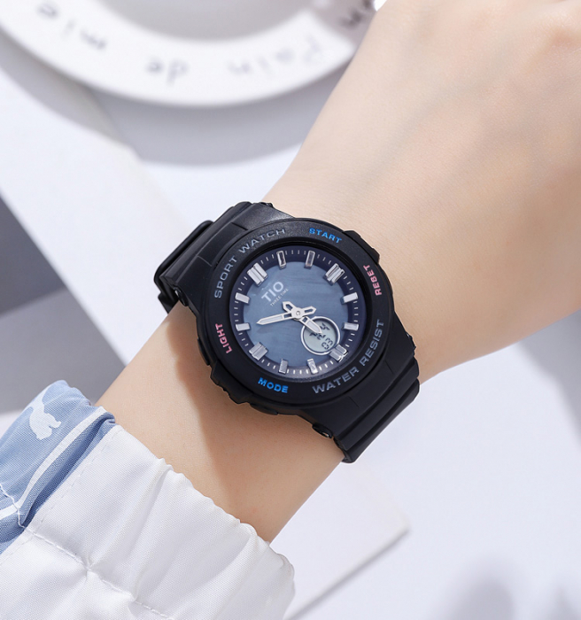 Ceas copii TIO 2076 Digital Quartz Analog Silicon Negru [4]
