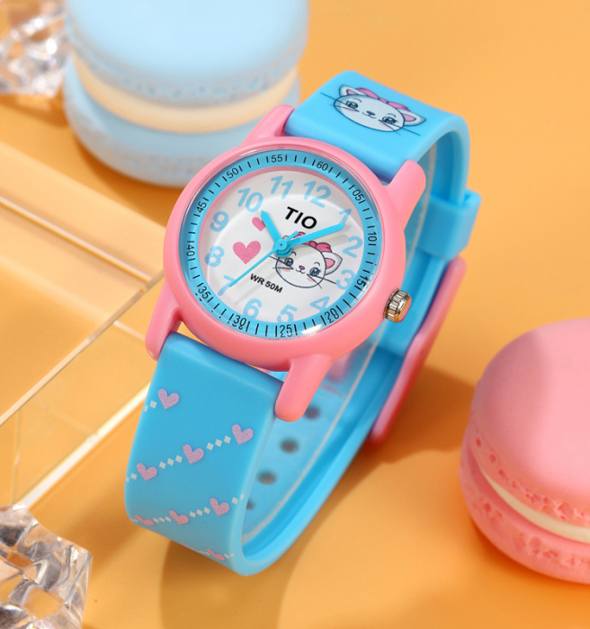 Ceas copii TIO Quartz Analog Silicon Albastru/Roz [3]