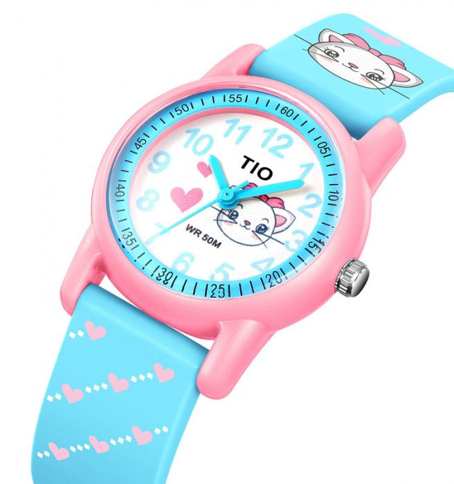 Ceas copii TIO Quartz Analog Silicon Albastru/Roz [2]