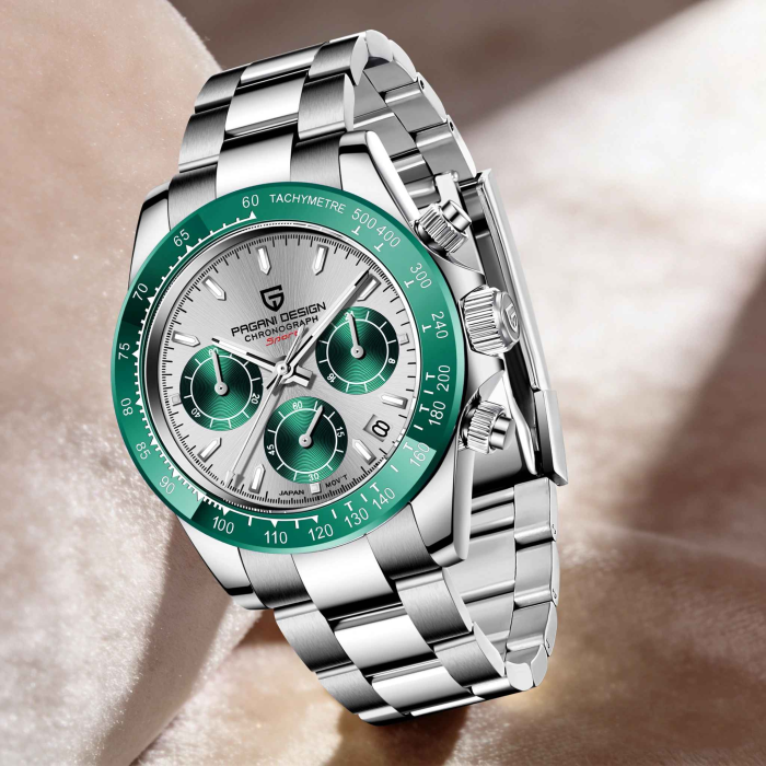 Ceas cronograf bărbătesc PAGANI DESIGN PD-1644 – quartz japonez VK63, safir, tachymeter, inox, 40mm, stil retro sport [5]