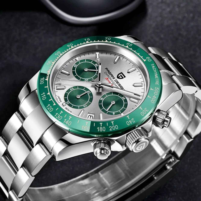 Ceas cronograf bărbătesc PAGANI DESIGN PD-1644 – quartz japonez VK63, safir, tachymeter, inox, 40mm, stil retro sport [2]