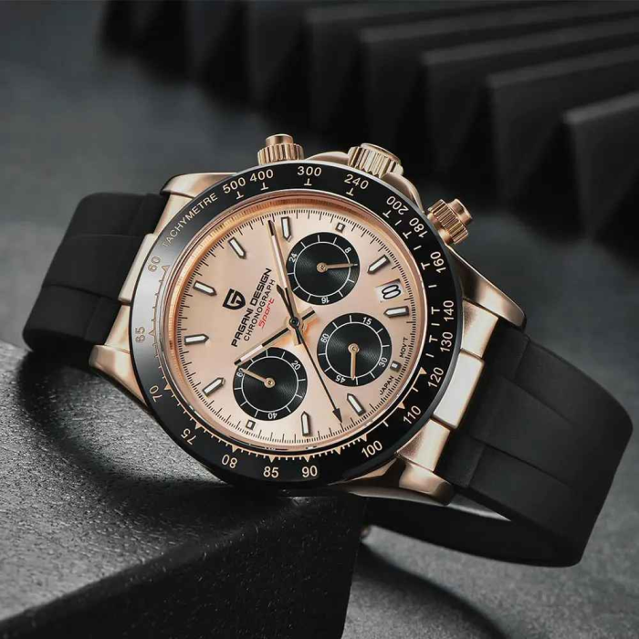 Ceas cronograf bărbați PAGANI DESIGN PD-1664, 40 mm, mecanism Japan TMI VK63, safir, curea cauciuc, stil sport elegant [5]