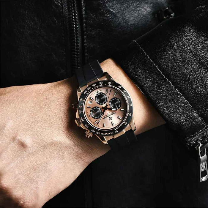 Ceas cronograf bărbați PAGANI DESIGN PD-1664, 40 mm, mecanism Japan TMI VK63, safir, curea cauciuc, stil sport elegant [4]