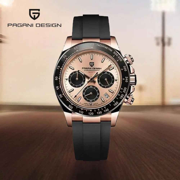 Ceas cronograf bărbați PAGANI DESIGN PD-1664, 40 mm, mecanism Japan TMI VK63, safir, curea cauciuc, stil sport elegant [2]