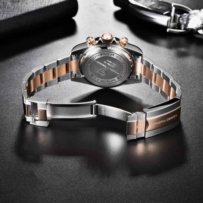 Ceas cronograf Pagani Design PD-1644, quartz Japanese Seiko VK63, 40mm, oțel inoxidabil bicolor, rezistență 100m [3]
