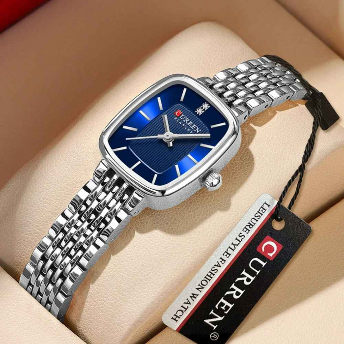 Ceas Damă CURREN Argintiu cu Cadran Albastru – Ceas Elegant cu Design Rectangular și Mecanism Quartz [2]