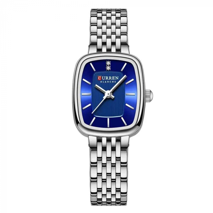 Ceas Damă CURREN Argintiu cu Cadran Albastru – Ceas Elegant cu Design Rectangular și Mecanism Quartz [1]