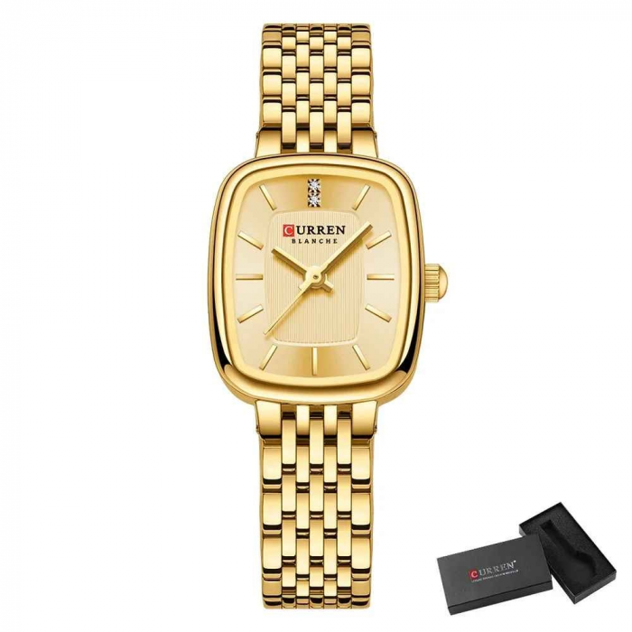 Ceas Damă CURREN Complet Auriu – Ceas Elegant Rectangular cu Brățară din Oțel Inoxidabil și Mecanism Quartz [5]