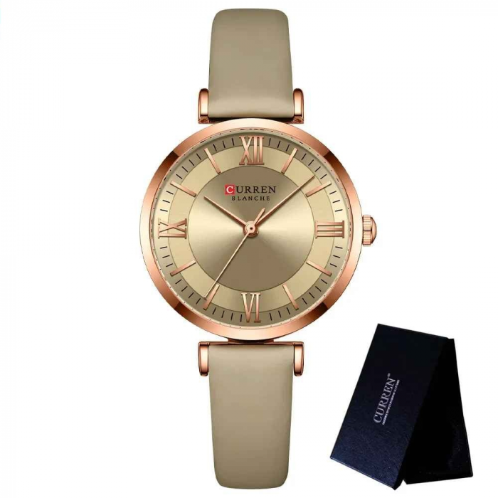 Ceas Damă CURREN cu Brățară din Piele Naturală – Elegant, Original, Rezistent la Apă, Mecanism Quartz [2]