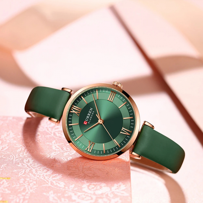 Ceas dama Curren Elegant Casual Fashion Piele Verde [4]