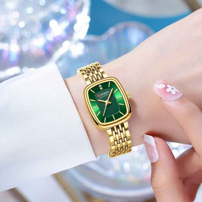 Ceas Damă CURREN Elegant cu Brățară din Oțel Inoxidabil – Design Rectangular, Quartz, Cadran Fără Cifre [5]