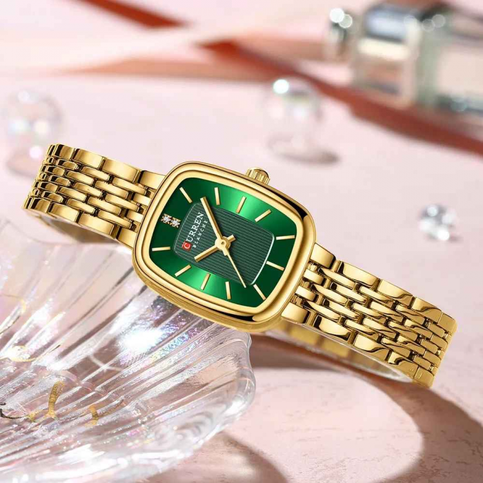 Ceas Damă CURREN Elegant cu Brățară din Oțel Inoxidabil – Design Rectangular, Quartz, Cadran Fără Cifre [3]
