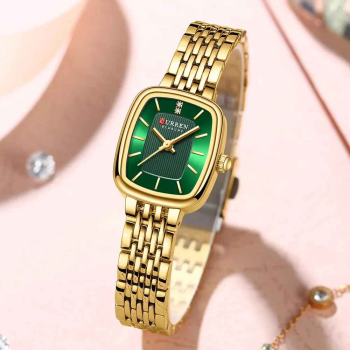 Ceas Damă CURREN Elegant cu Brățară din Oțel Inoxidabil – Design Rectangular, Quartz, Cadran Fără Cifre [4]