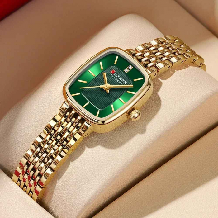 Ceas Damă CURREN Elegant cu Brățară din Oțel Inoxidabil – Design Rectangular, Quartz, Cadran Fără Cifre [6]