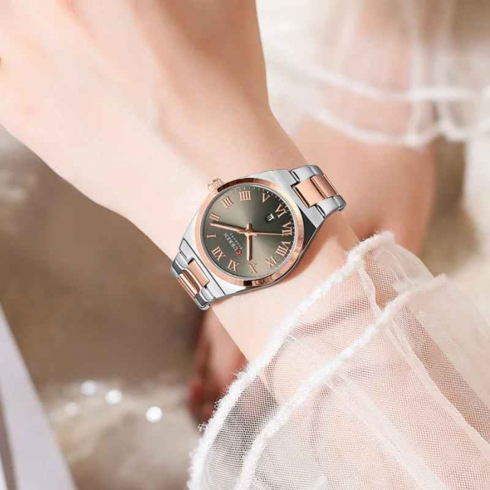 Ceas Damă CURREN Elegant, Quartz, Cadran cu Cifre Romane, Brățară din Oțel Inoxidabil, Calendar, Rezistent la Apă [2]