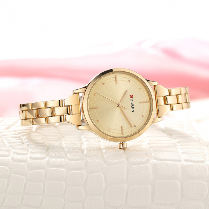 Ceas dama Curren Quartz Analog Casual Fashion Auriu [3]