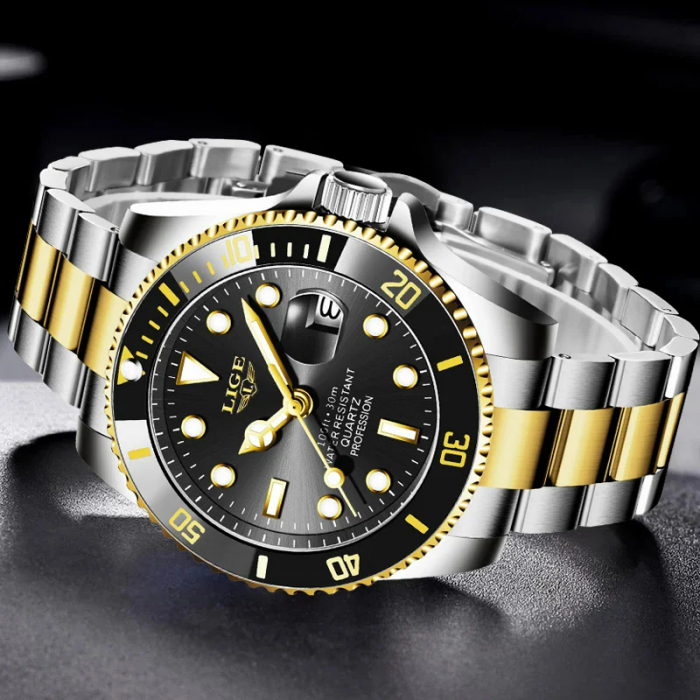 Ceas barbatesc de mana Lige, Business, Quartz, Casual, Elegant, Calendar, Indici luminosi, Analog [4]