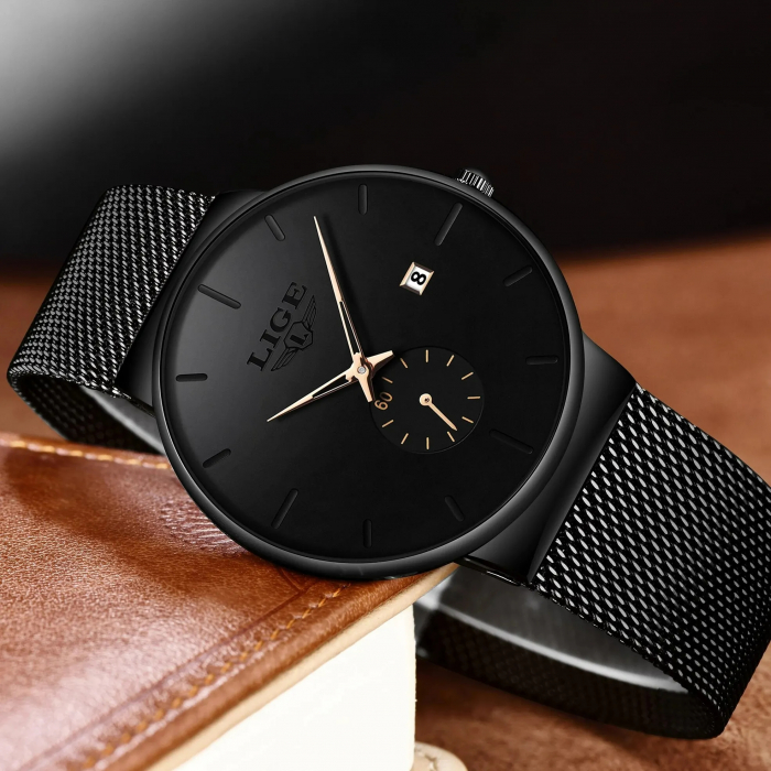 Ceas dama de mana Lige  Casual Quartz Fashion Analog Negru [3]