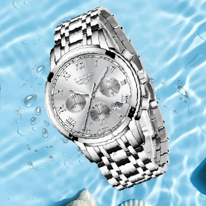 Ceas dama de mana Lige Fashion Elegant Quartz Analog Luxury Top Brand Argintiu [6]