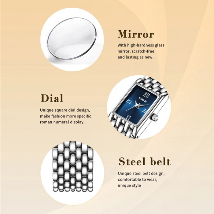 Ceas Damă Lige 89156 Argintiu-Albastru – Design Fashion, Funcții Multiple, Afișaj Luminos, Rezistent la Apă 3ATM [6]