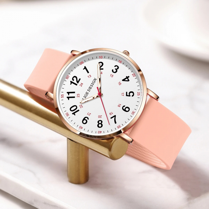Ceas Damă Lige 89168 Rose-Alb – Design Fashion, Funcții Multiple, Cronograf, Rezistent la Apă 3ATM [3]
