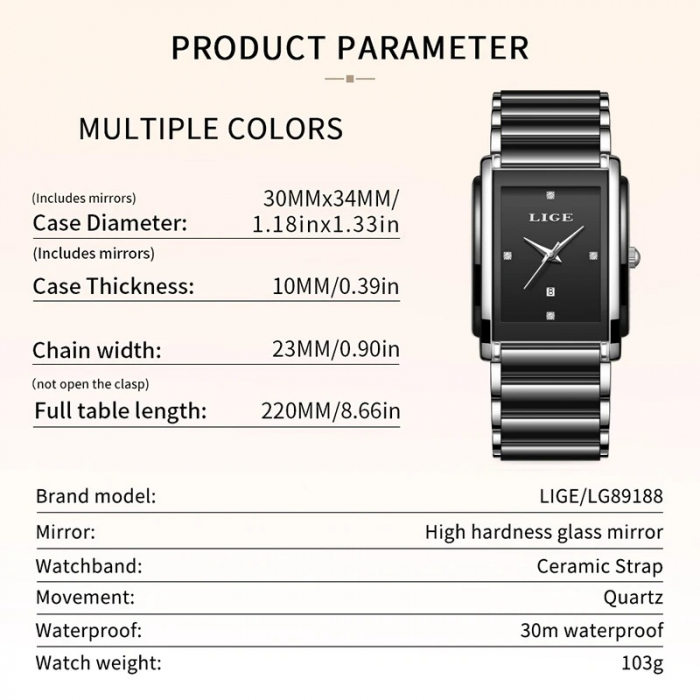 Ceas Damă Lige 89188 Argintiu-Negru – Design Fashion, Funcții Multiple, Afișaj Luminos, Rezistent la Apă 3ATM [6]