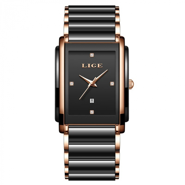 Ceas Damă Lige 89188 Rose Auriu-Negru – Design Fashion, Funcții Multiple, Afișaj Luminos, Rezistent la Apă 3ATM [1]