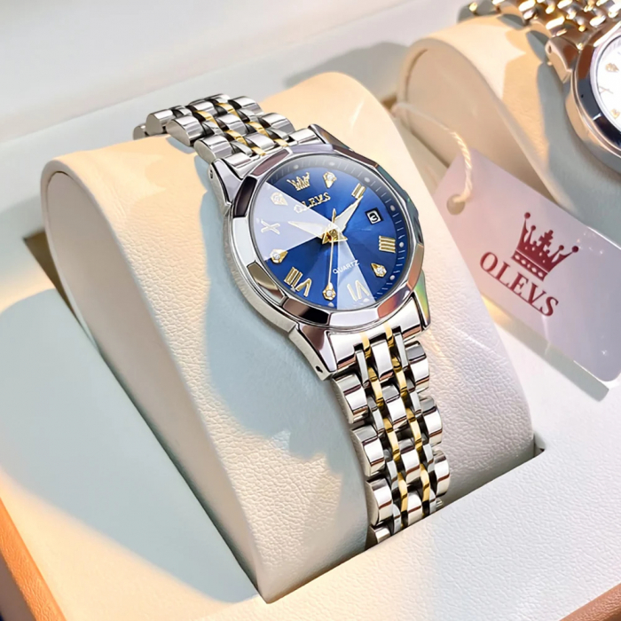 Ceas dama Olevs Quartz Analog Afisare data Elegant Business Argintiu [3]