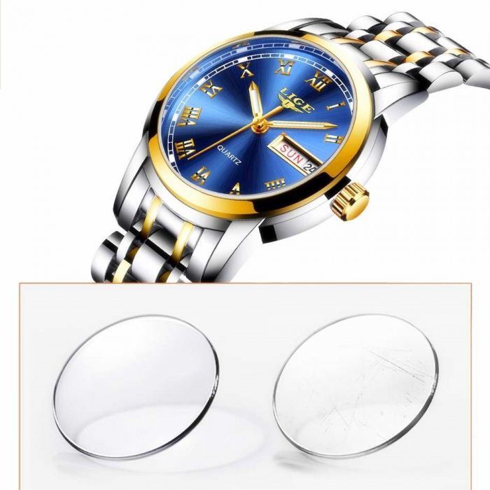 Ceas dama Lige Otel Zinc Elegant Quartz Analog Afisare data Argintiu [2]