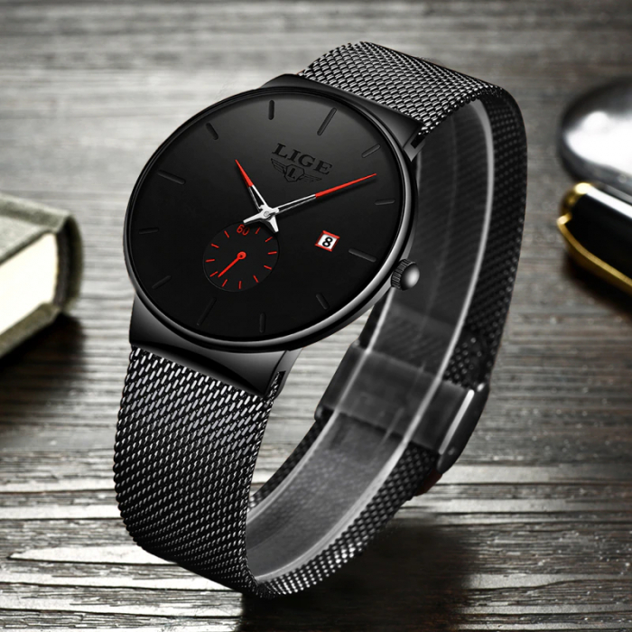 Ceas dama Lige ElegantCasual Quartz Fashion Analog Otel Negru [3]