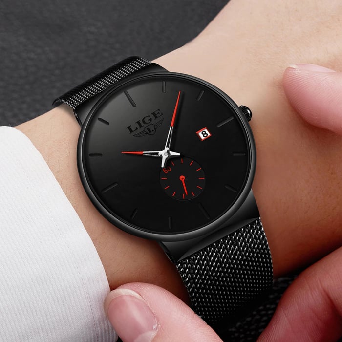 Ceas dama Lige ElegantCasual Quartz Fashion Analog Otel Negru [5]