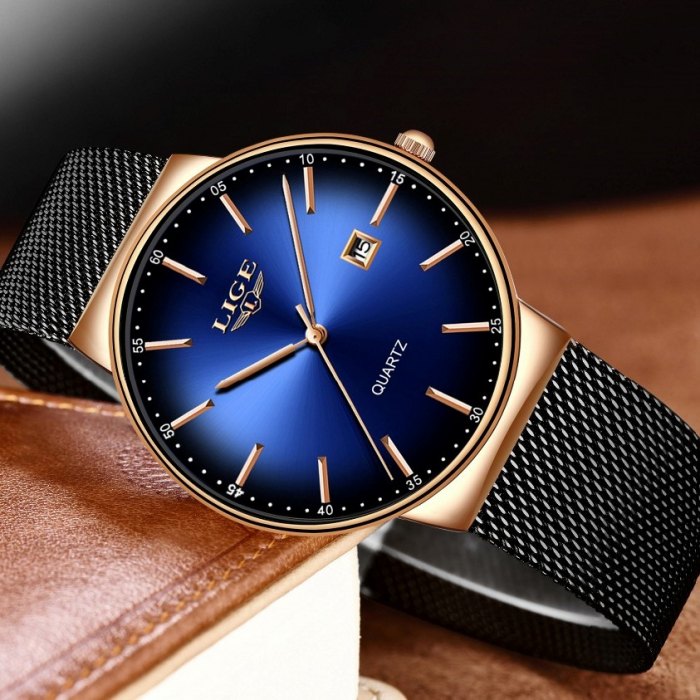 Ceas dama Lige Quartz Analog Bratara reglabila Data Negru [3]