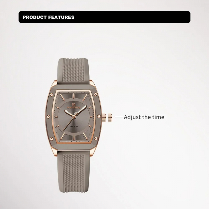 Ceas Dama Naviforce 5049 Gri - Afișaj Analog, Fashion, Casual, Rezistent la Apă 3ATM [2]