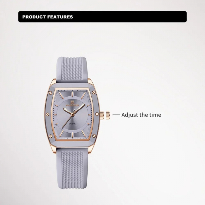 Ceas Dama Naviforce 5049 Gri Deschis - Afișaj Analog, Fashion, Casual, Rezistent la Apă 3ATM [4]