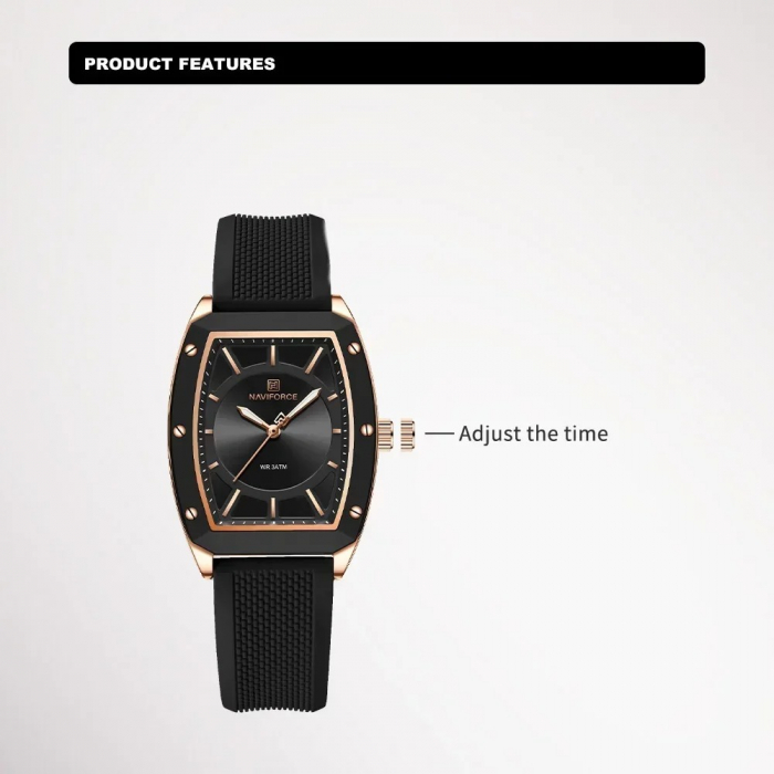Ceas Dama Naviforce 5049 Negru-Auriu - Afișaj Analog, Fashion, Casual, Rezistent la Apă 3ATM [2]