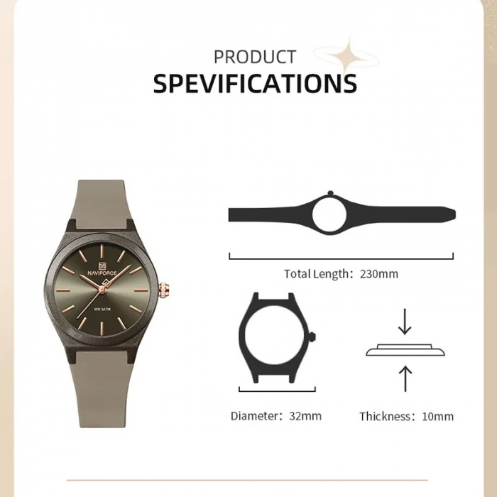 Ceas Dama Naviforce 5056 Verde - Afișaj Analog, Fashion, Casual, Rezistent la Apă 3ATM [7]