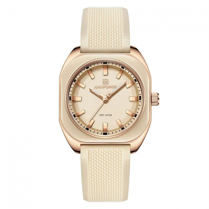 Ceas Dama Naviforce 5061 Crem - Analog Fashion Casual, Rezistent la Apă 3ATM [1]