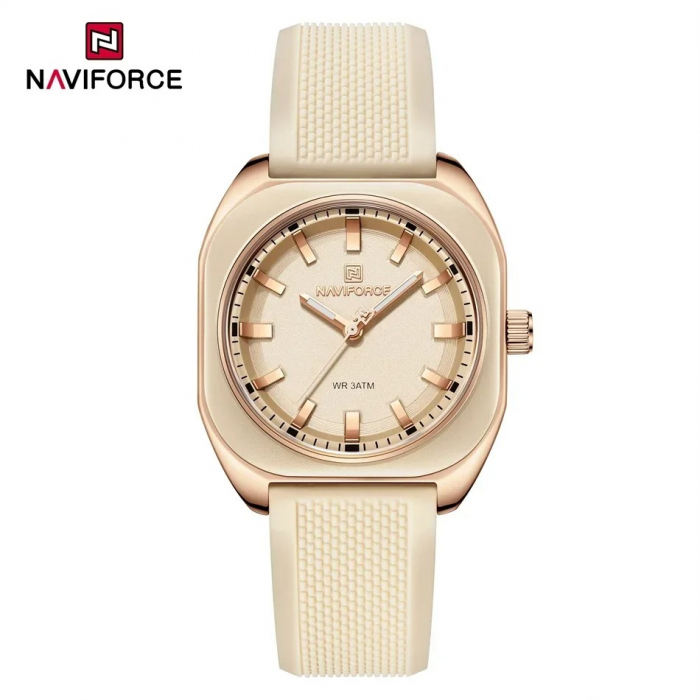 Ceas Dama Naviforce 5061 Crem - Analog Fashion Casual, Rezistent la Apă 3ATM [6]