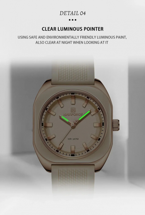 Ceas Dama Naviforce 5061 Crem - Analog Fashion Casual, Rezistent la Apă 3ATM [4]