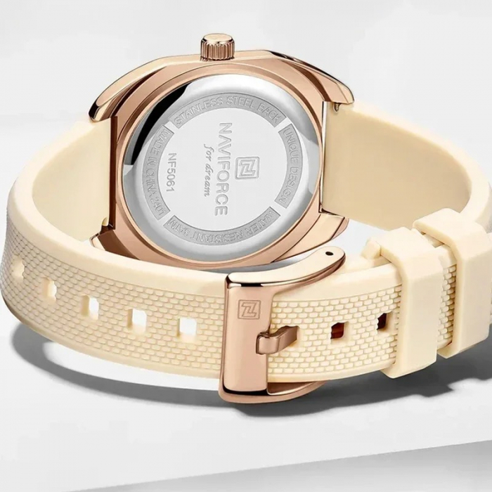 Ceas Dama Naviforce 5061 Crem - Analog Fashion Casual, Rezistent la Apă 3ATM [5]