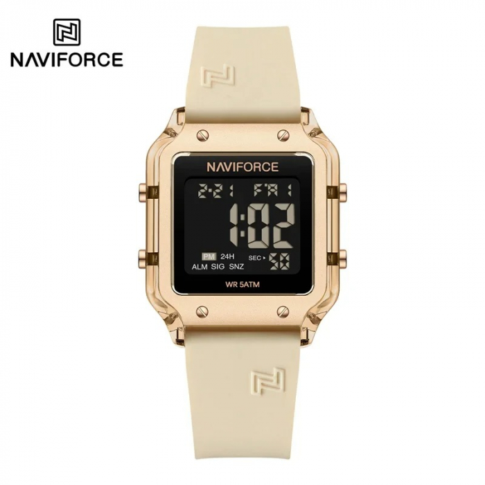 Ceas Dama Naviforce 6105 Crem - Afișaj Digital, Sport, Casual, Alarmă, Rezistent la Apă 5ATM [3]