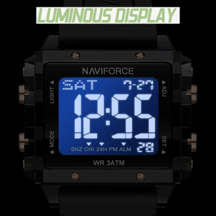 Ceas dama Naviforce 7101 Negru - Digital Sport Casual, Afișaj LED, Rezistent la Apă 3ATM [6]