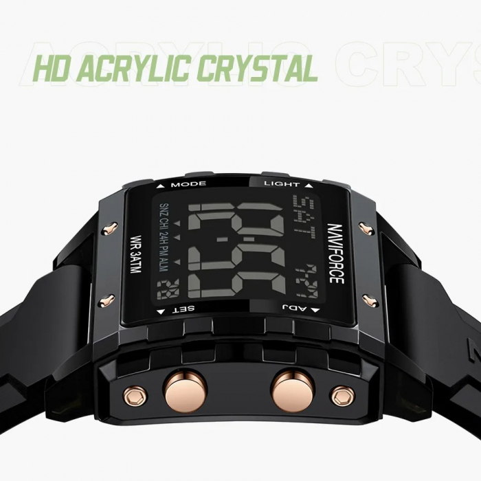 Ceas dama Naviforce 7101 Negru - Digital Sport Casual, Afișaj LED, Rezistent la Apă 3ATM [7]