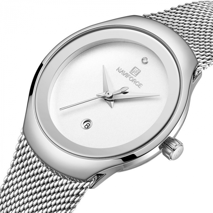 Ceas dama Naviforce, Clasic, Elegant, Business, Analog, Mecanism Quartz, 3 ATM, Argintiu [2]
