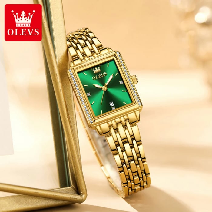 Ceas de dama Olevs Elegant Mecanism Quartz Luxury Fashion Auriu Verde [4]