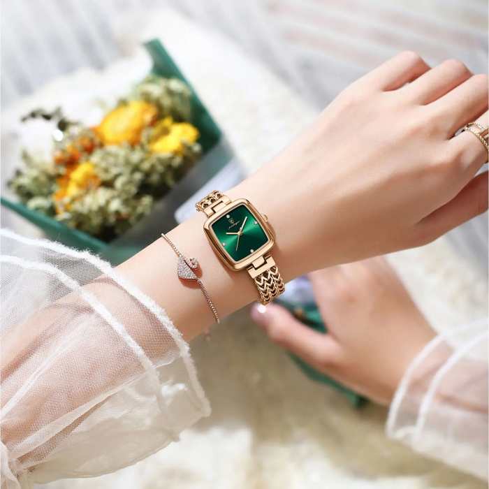 Ceas dama Poedagar Elegant Casual Fashion Quartz Auriu Verde [2]